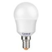 Лампа светодиодная General шар P45 E14 7W 6500K 6K 45x80 пластик/алюмин