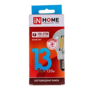 Лампа светодиодная LED-A60-deco 13Вт 230В Е27 4000К 11700Лм прозрачная IN HOME