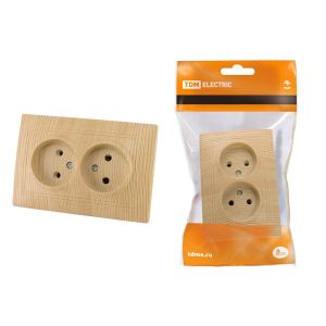 Розетка двойная 2П 10А 250В «ЭКО» (сосна) «Таймыр» TDM