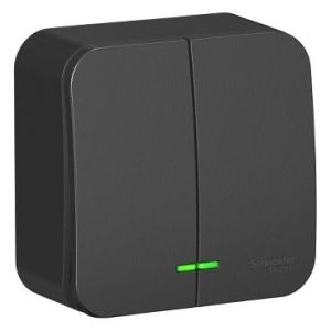 BLANCA  Антрацит  Выкл. 2-кл. (cх.5) с подсвет. изол. пл. 10А, 250B, ОП BLNVA105116