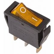 Выключатель клавишный 250V 15А (3с) ON-OFF желтый с подсветкой 36-2212