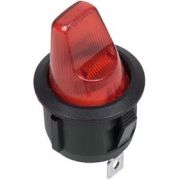 Выключатель клавишный круглый 12V 16А (3с) ON-OFF красный с подсветкой