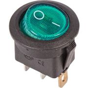 Выключатель клавишный круглый 250V 6А (3с) ON-OFF зеленый с подсветкой