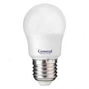 Лампа светодиодная General шар P45 E27 12W 2700K 2K 45х80 пластик/алюм GLDEN-G45F-12-230-E27-2700