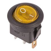 Клавишный круглый выключатель REXANT 250v 6а on-off желтый с подсветкой