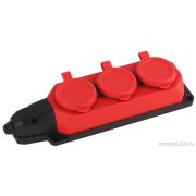 Колодка каучуковая 3-м с заземл. 16А IP44 красн. ЭРА Б0044552  2P+E 1x16А 220-240V IP44 K-3e-RED 5070 (Турция)
