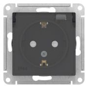 Механизм розетки с з/к со шт. с крышкой IP44 карбон AtlasDesign (5) Schneider Electric