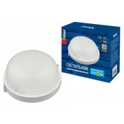 Светильник баня  влагозащит. IP54 100W E27 круг белый, алюм/стекло IP54 Uniel