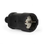 Штепсель 1-ая розетка 16А 250В (ПВХ-облив, черная, земля) SmartBuy