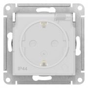 Механизм розетки с з/к со шт. с крышкой IP44 белый AtlasDesign AQUA (15) Schneider Electric